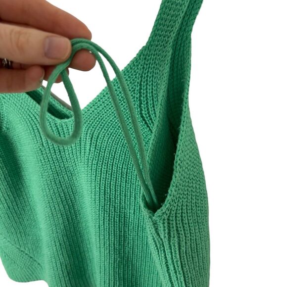 Vero Moda Henja Green Knit Crop Top Tank V-Neck Women's XL - Picture 7 of 11